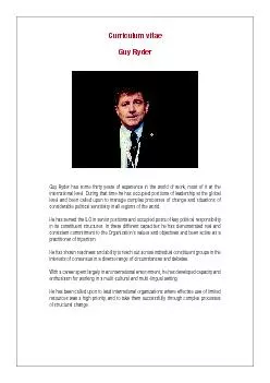 Guy Ryder has some thirty years of experience in the world of work, mo