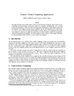ContextAware Computing Applications Bill N