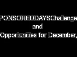 SPONSOREDDAYSChallenges and Opportunities for December,
