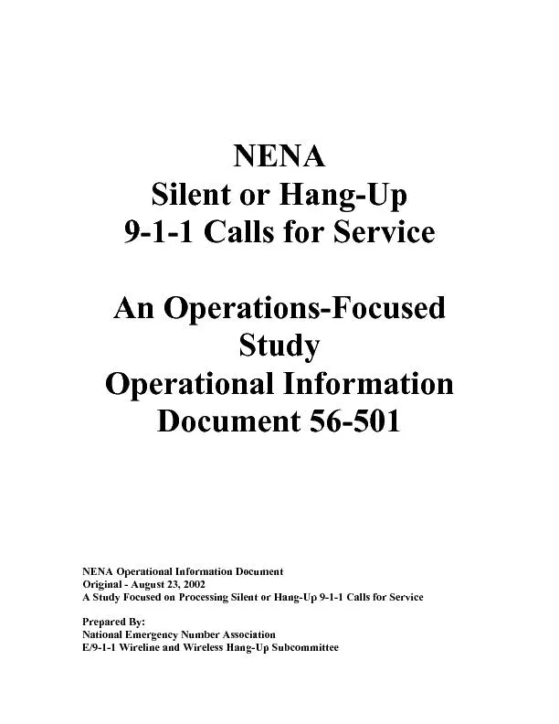 NENA Operational Information Document A Study Focused on Processing Si