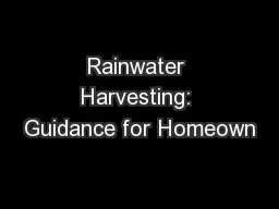 Rainwater Harvesting: Guidance for Homeown