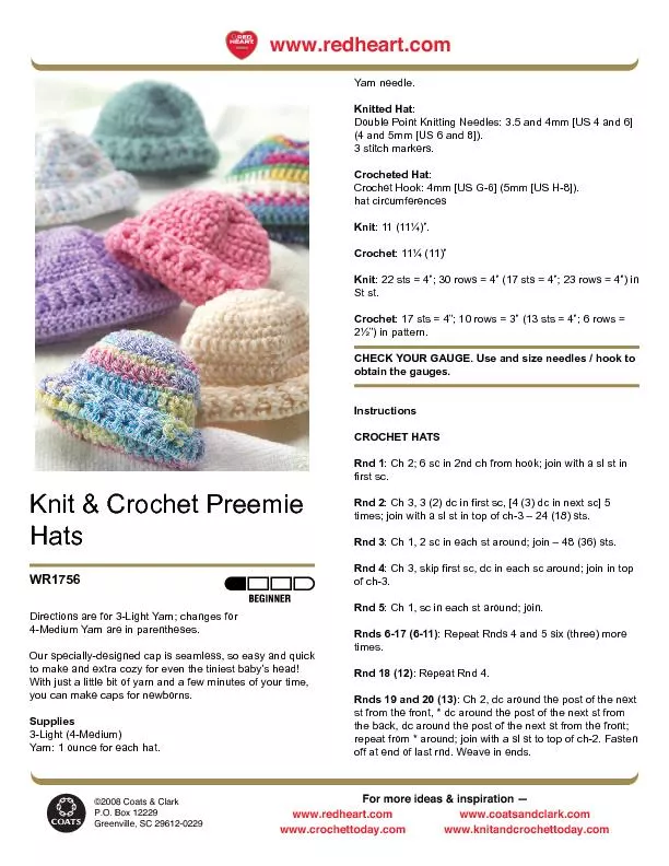 Knit & Crochet Preemie Hats