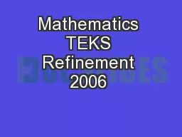 Mathematics TEKS Refinement 2006 