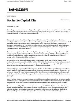 EDITORIAL Sex in the Capital City