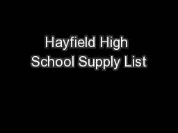 Hayfield High School Supply List