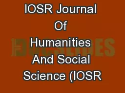 IOSR Journal Of Humanities And Social Science (IOSR