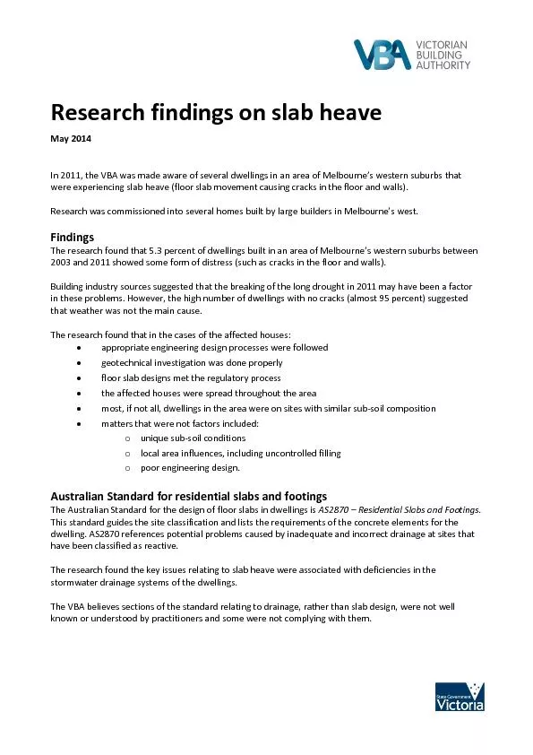 Research findings on slab heave