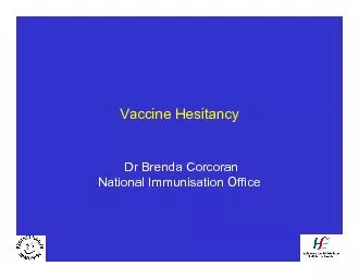 Vaccine HesitancyDr Brenda Corcoran National Immunisation Office
...