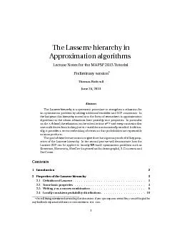 TheLasserrehierarchyinApproximationalgorithmsLectureNotesfortheMAPSP20