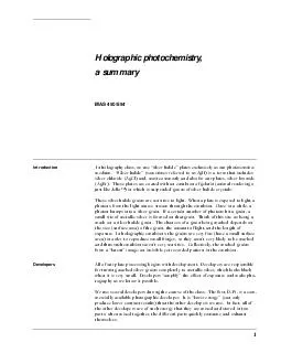 Holographic photochemistry, a summaryIntroduction In holography class,