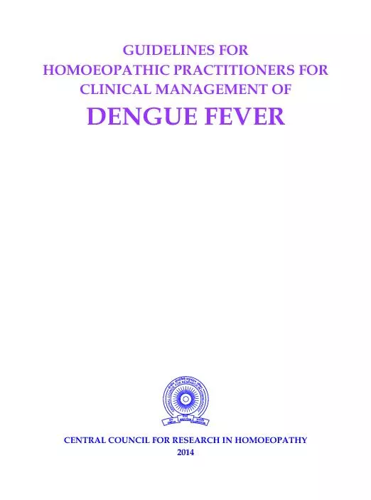 GUIDELINES FOR HOMOEOPATHIC PRACTITIONERS FOR CLINICAL MANAGEMENT OF D