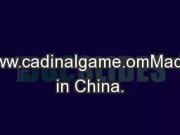 www.cadinalgame.omMade in China.