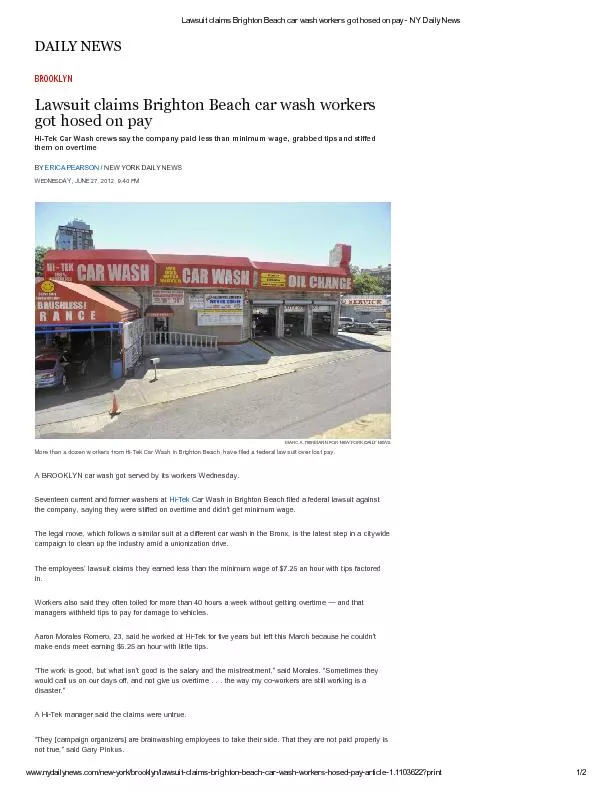 Lawsuit claims Brighton Beach car wash workers got hosed on pay - NY D