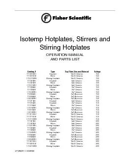 Isotemp Hotplates, Stirrers andStirring HotplatesOPERATION MANUALAND P