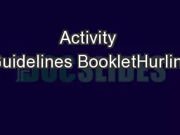 Activity Guidelines BookletHurling
