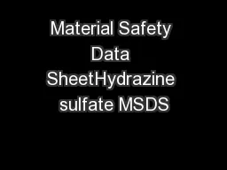 Material Safety Data SheetHydrazine sulfate MSDS