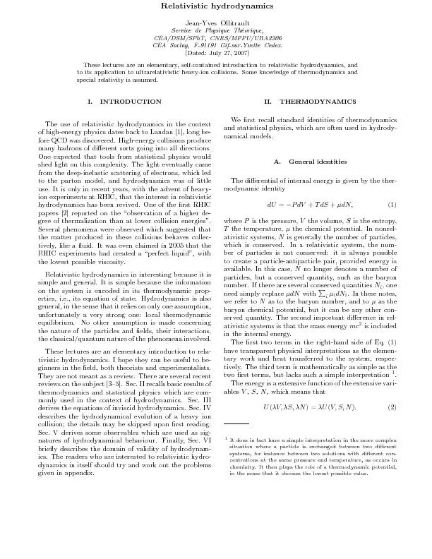 RelativistichydrodynamicsJean-YvesOllitraultServicedePhysiqueTheoriqu