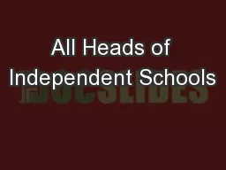 All Heads of Independent Schools