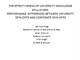 The EFFECTIVENESS OF UNIVERSITY KNOWLEDGE SPILL-OVERS