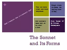 The Sonnet and Its Forms