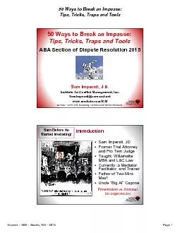 50 Ways to Break an Impasse:Tips, Tricks, Traps and Tools,mperatL 