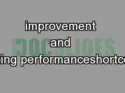 improvement and correcting performanceshortcomings