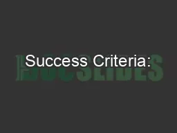 Success Criteria: