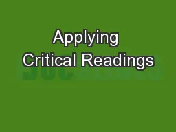 Applying Critical Readings