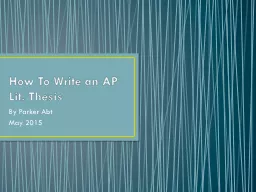 How To Write an AP Literature & Composition Thesis