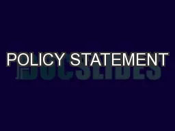 POLICY STATEMENT