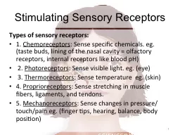 Types of sensory receptors: