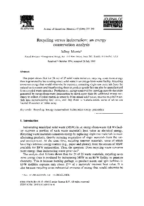 Recycling versus incineration: an energy conservation analysis 
...