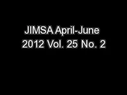 JIMSA April-June 2012 Vol. 25 No. 2
