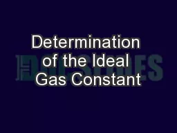 Determination of the Ideal Gas Constant