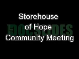 Storehouse of Hope Community Meeting