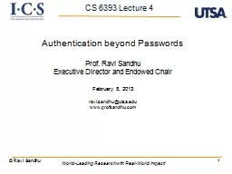 1 Authentication beyond Passwords