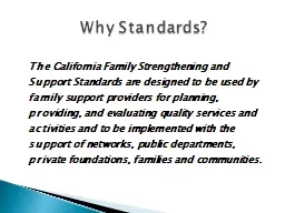 The California Family Strengthening and Support Standards a