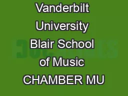Vanderbilt University Blair School of Music CHAMBER MU