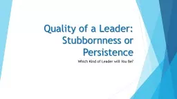 Quality of a Leader: Stubbornness or Persistence
