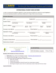 INTERNATIONAL STUDENT CHECK IN FORM In order to comply