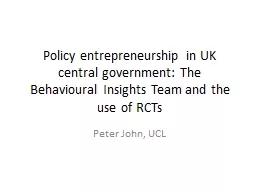 Policy entrepreneurship in UK central government: The