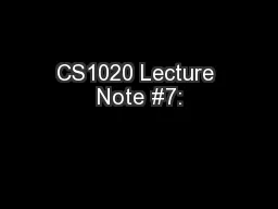 CS1020 Lecture Note #7:
