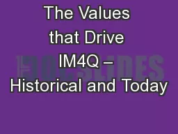 The Values that Drive IM4Q – Historical and Today