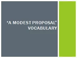 “A Modest Proposal” Vocabulary