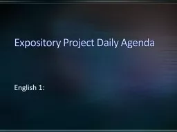 Expository Project Daily Agenda