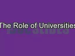 The Role of Universities