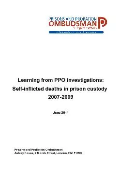 Learning from PPO investigations: Self-inflicted deaths in prison cust