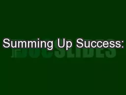 Summing Up Success: