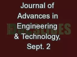 International Journal of Advances in Engineering & Technology, Sept. 2