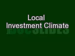 Local Investment Climate
